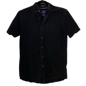 American Eagle Black Button Down Short Sleeve Shirt Size XS